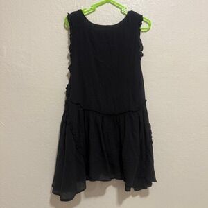 Free People Black Cotton Gauze Ruffle Mini Dress Sleeveless Boho OB1105419 XS